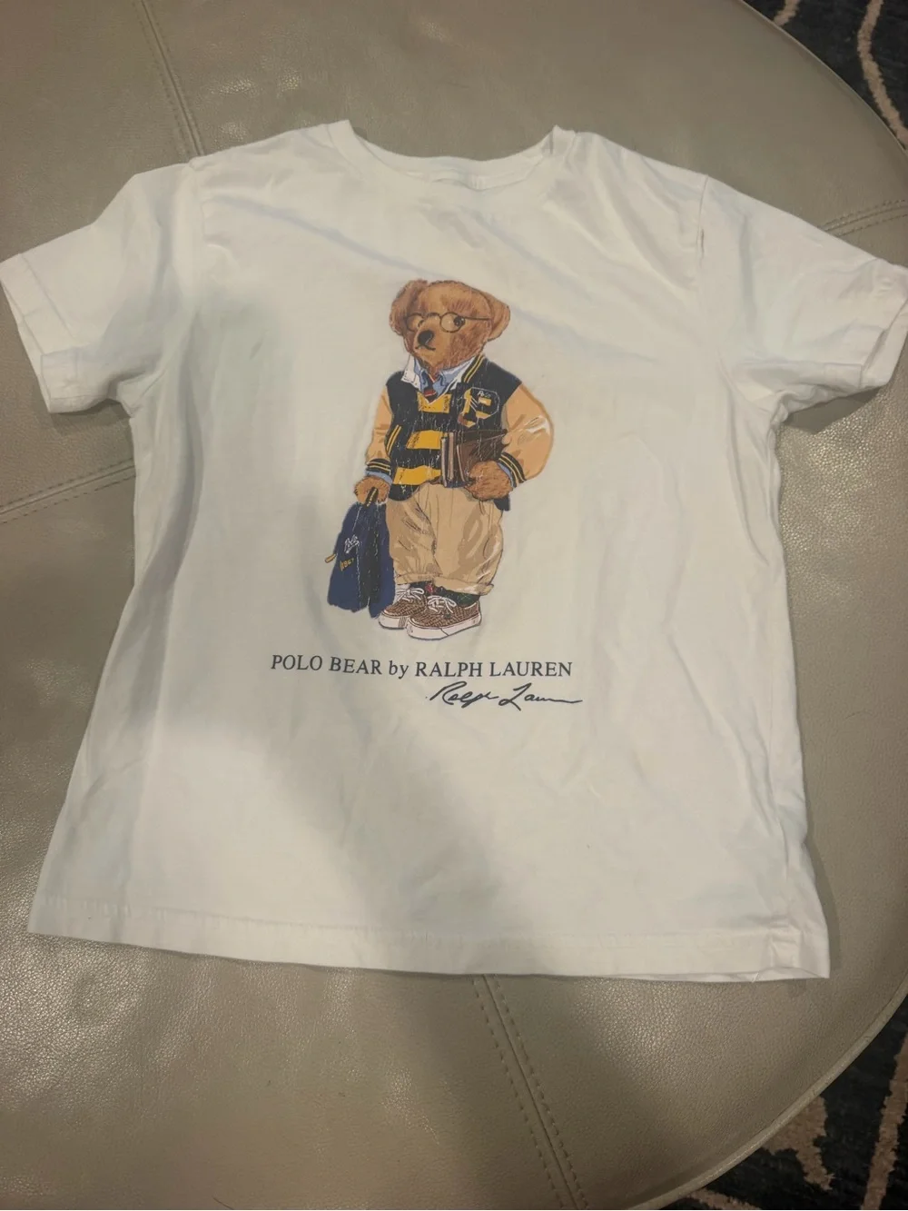 Ralph Lauren Kids Polo Bear Graphic Tee - White with Navy & Yellow Bear Outfit